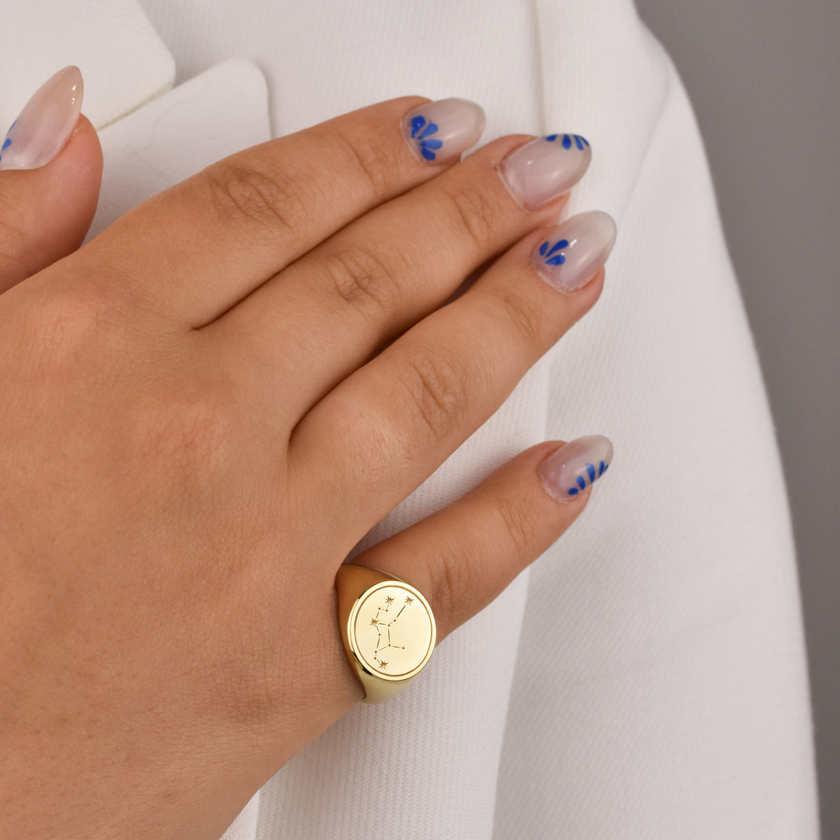 14K Gold Virgo Constellation Signet Ring