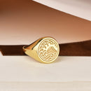 14K Gold Mount Fuji Wave Signet Ring