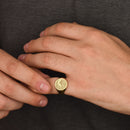 14K Gold Mount Fuji Wave Signet Ring