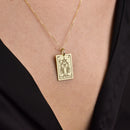 14K Gold Witch Tarot Card Pendant Necklace