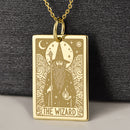 14K Gold Wizard Tarot Card Pendant Necklace