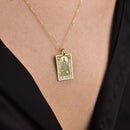 14K Gold Wizard Tarot Card Pendant Necklace