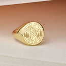 14K Gold Wolf Signet Ring