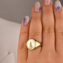 14K Gold Howling Wolf Signet Ring