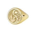 14K Gold Dragon & Phoenix Yin Yang Signet Ring