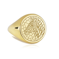 14K Gold Zebra Signet Ring