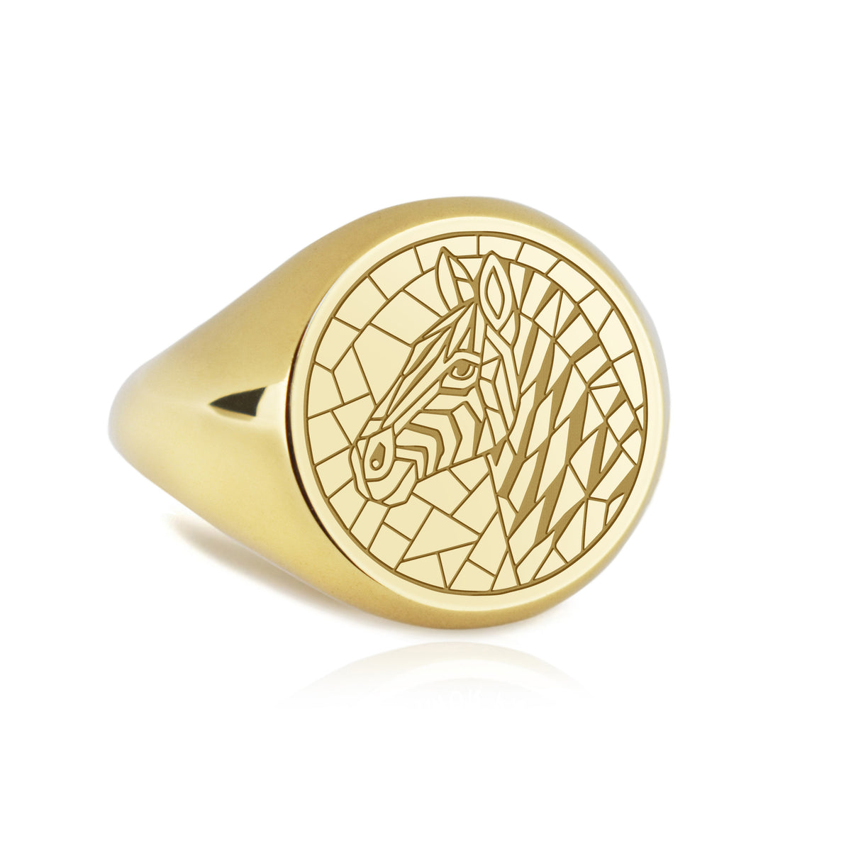 14K Gold Zebra Signet Ring