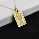 14K Gold Zombie Tarot Card Pendant Necklace
